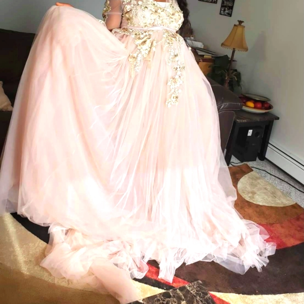 Dress, 
Lace material. Ball gown